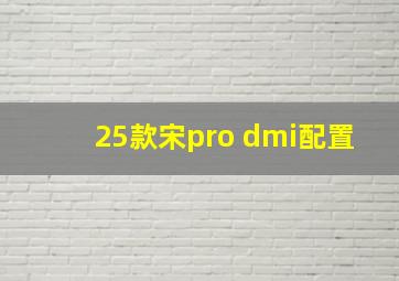 25款宋pro dmi配置